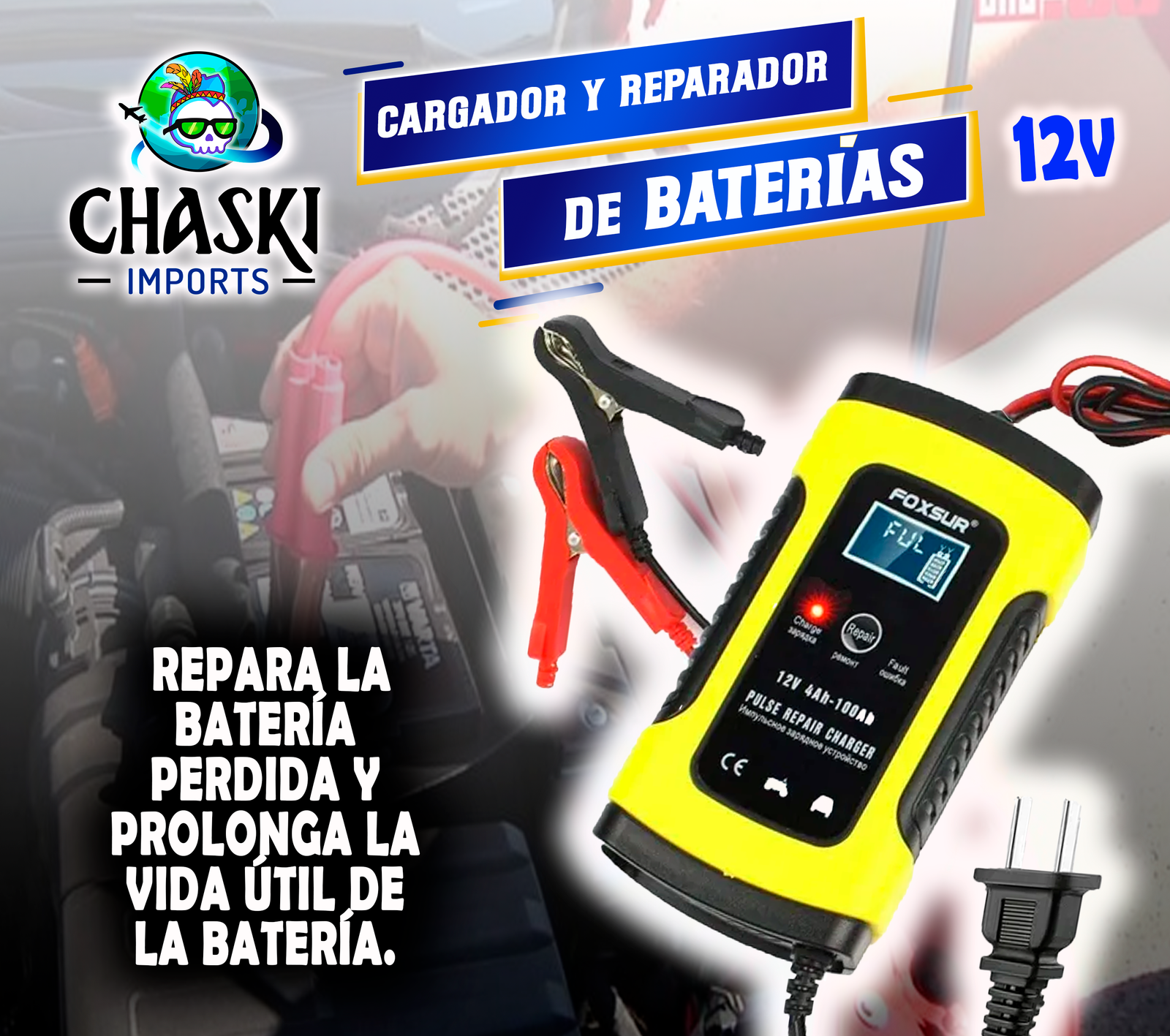 CARGADOR DE BATERIAS Cargador inteligente de baterías 12v en ecuador chaski imports