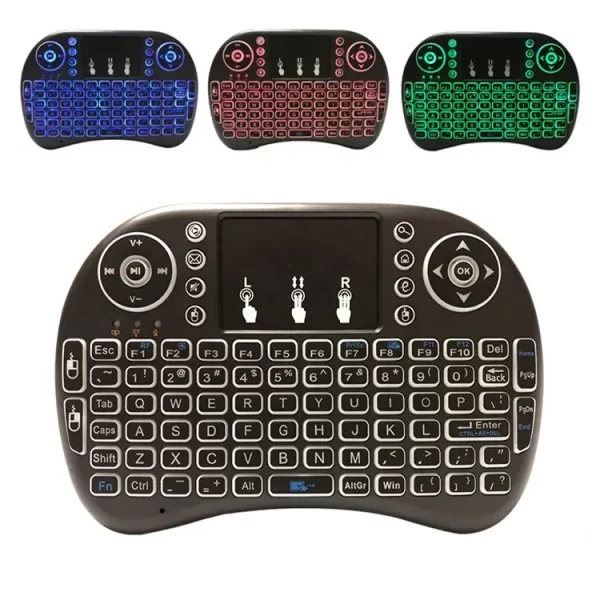 Mini control universal inalámbrico Teclado + touchpad retroiluminado RGB en ecuador importadora chaski