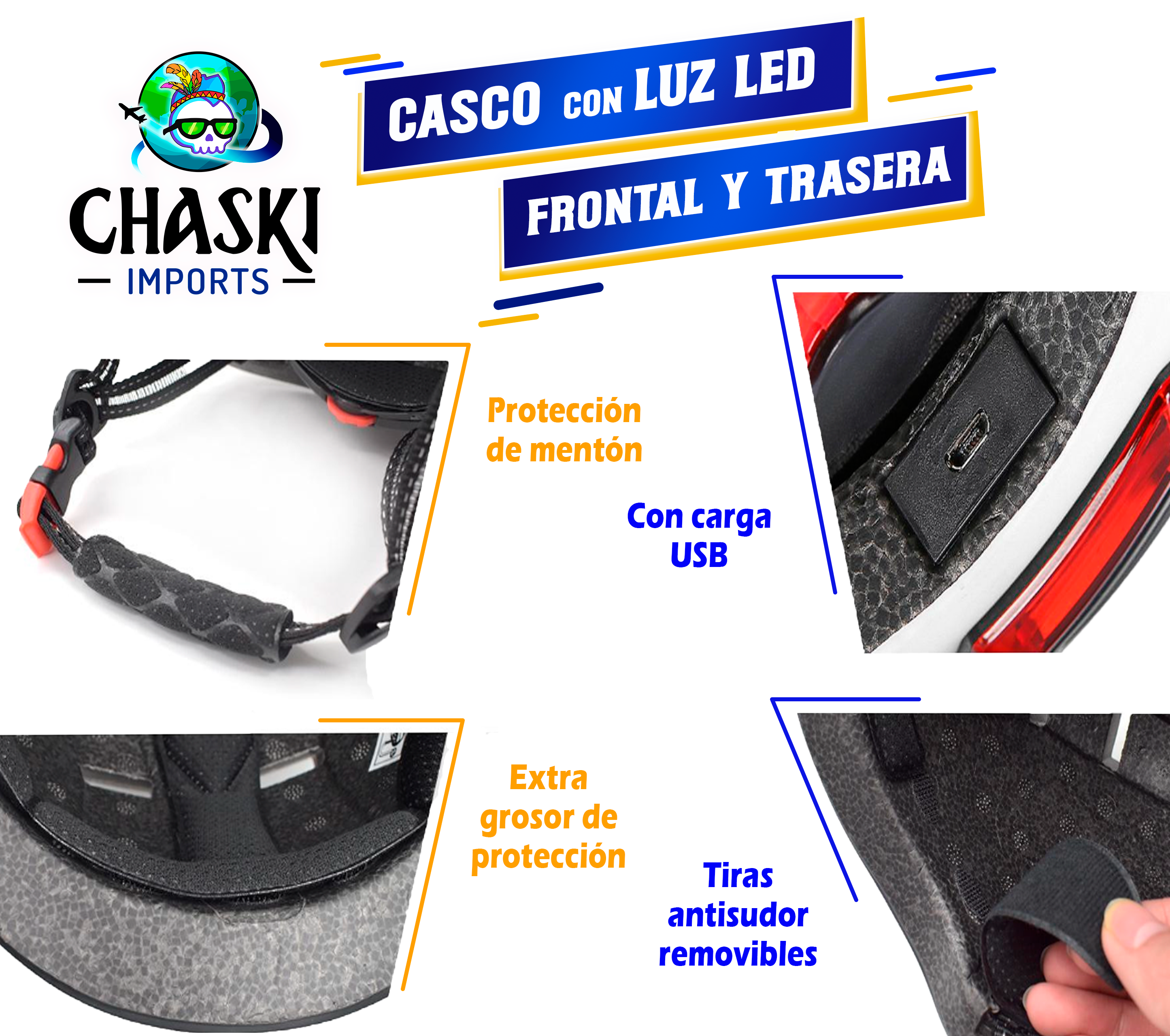 casco con luz led 3 casco con luz led frontal y posterior en ecuador chaski imports